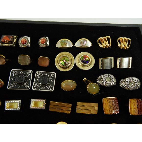 Huge Lot of Cufflinks 36 Pairs Vintage and Designer Cuff Links w Tray - Picture 6 of 7
